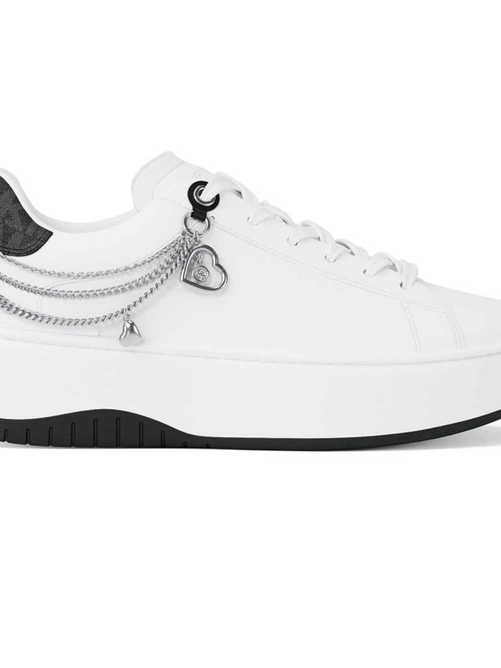 Michael Kors Platform Leather Sneakers with Heart Chain Size 8 New In Box